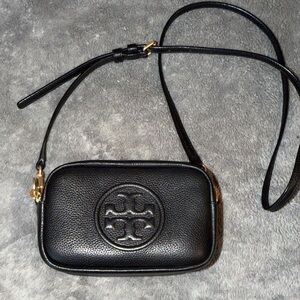 Tory Burch Black Pebbled Leather mini Crossbody